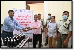 7thAyuveda Day celebration 240 products were distributed such as medicinal plants, local kokum syrup and nutmeg candy at RARIM & MMR Goa